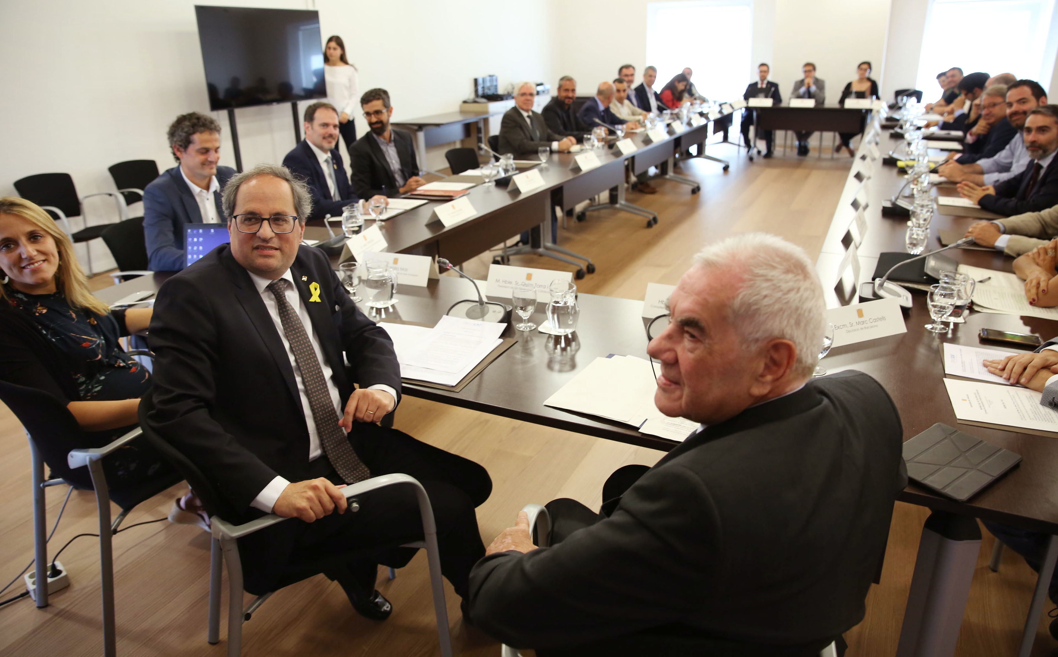 The Catalan president, Quim Torra, and the Foreign Affairs minister, Ernest Maragall, in the meeting to reopen the Diplocat (by Jordi Bedmar)